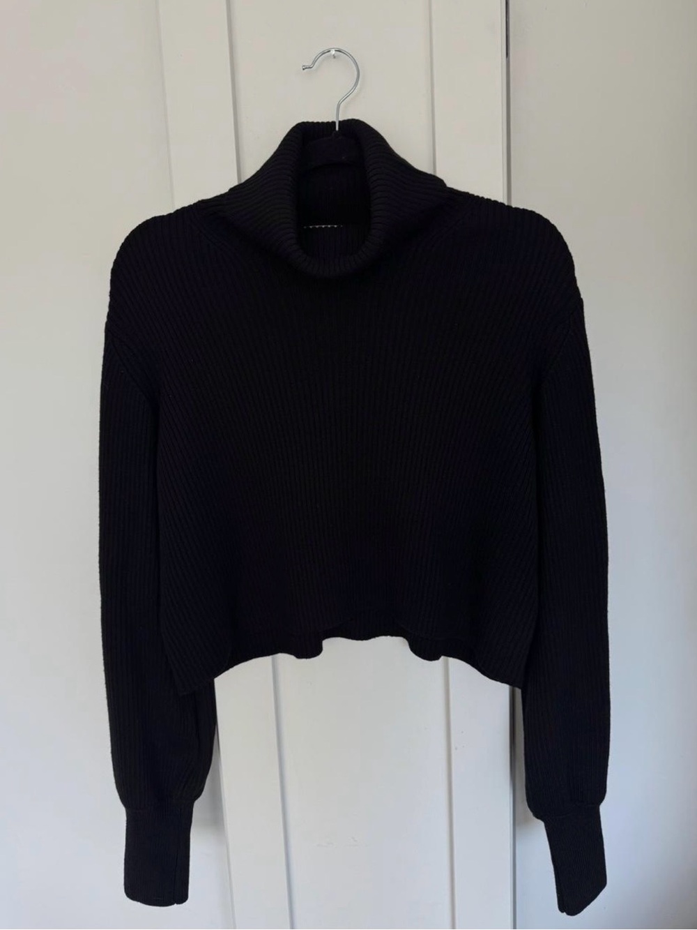 Wilfred Black Ribbed Turtleneck Sweater Cropped